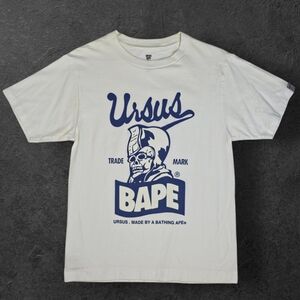 A Bathing Ape Ursus General Tee Mens Medium White Blue T-Shirt Made in Japan